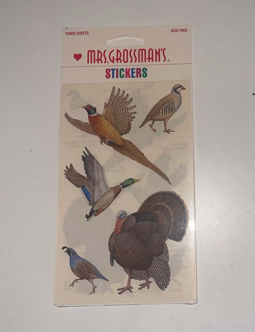 Vintage Mrs. Grossman’s Game Bird Stickers Pheasant Turkey Duck 3 Sheets